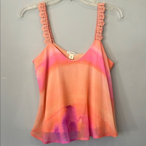 Women's Pink and Orange Lace Strap Top - Picture 1 of 2